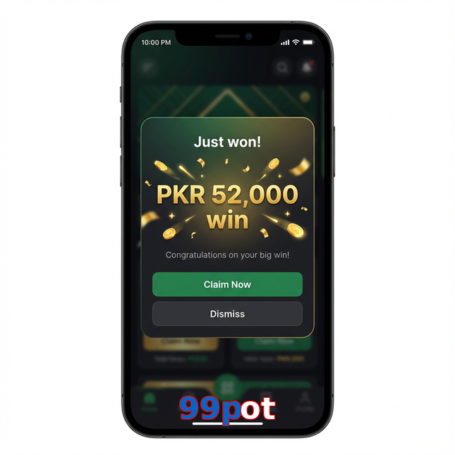 Main screen of 99Pot win page for PK players